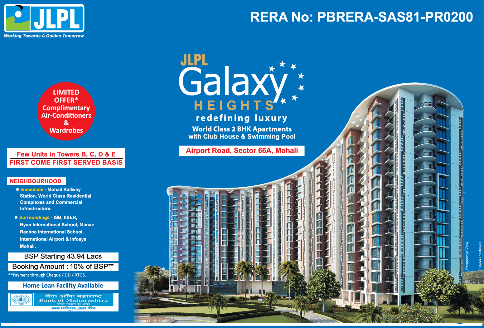 JLPL Galaxy Heights presenting world class 2 bhk apartments in Mohali Update